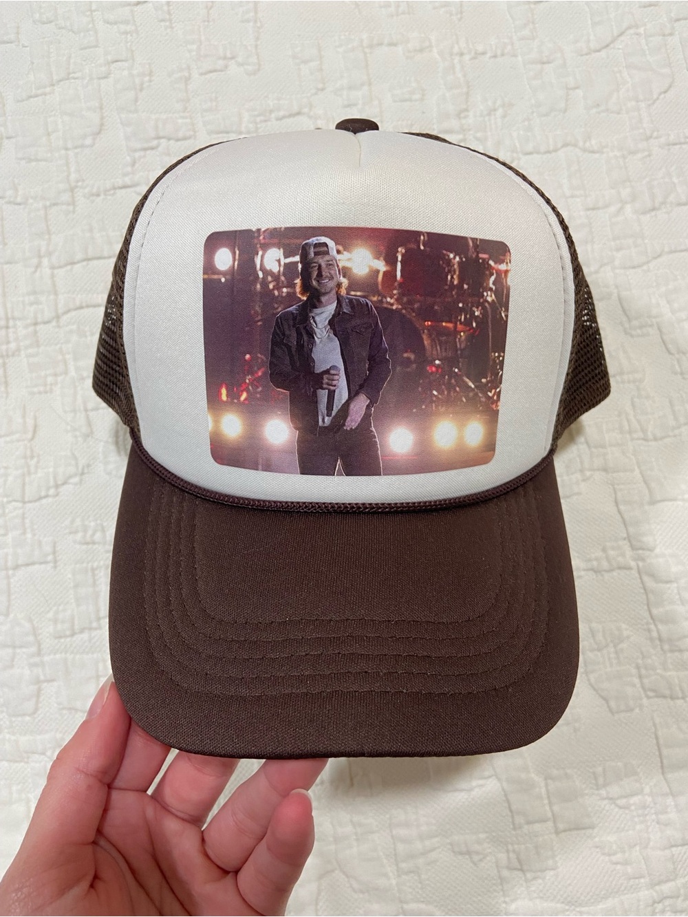 NWT Morgan Wallen Brown and White Trucker Cap with Graphic
